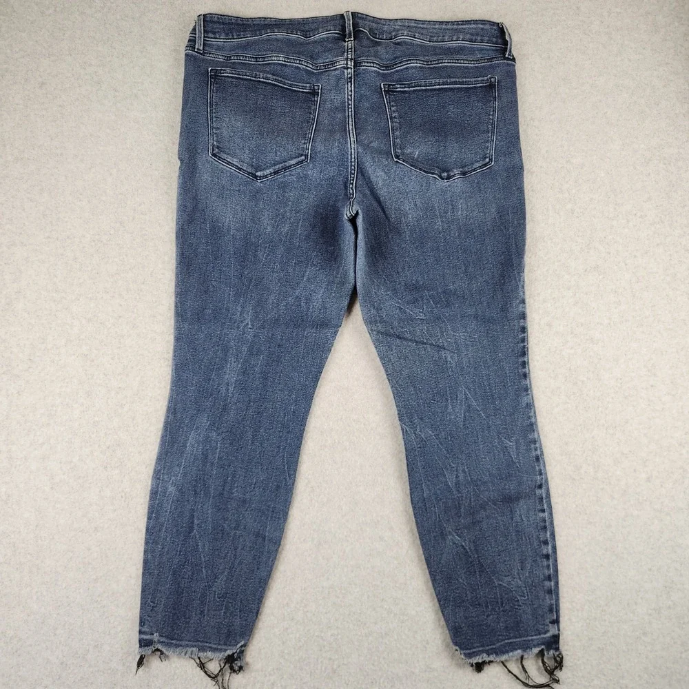 Old Navy Rockstar Super Skinny‎ Button Fly Ankle Jeans Raw Hem Blue Womens 18